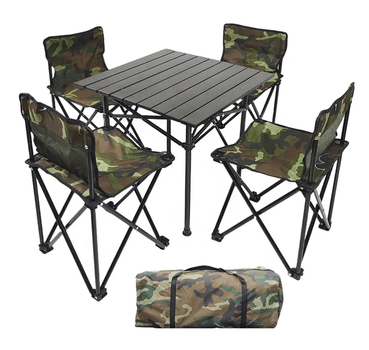 Стол + 4 стула Folding table and chairs складной стол со стульями, комплект складной мебели, портативный стол для дома, для отдыха, для дачи, для кемпинга, для похода, для рыбалки