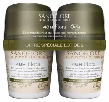 Antyperspirant w kulce Sanoflore Flora 48h 2 x 50 ml (ZES3337875729970)