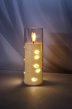 Свеча Led Subito в стакане "Гирлянда" 15 см.