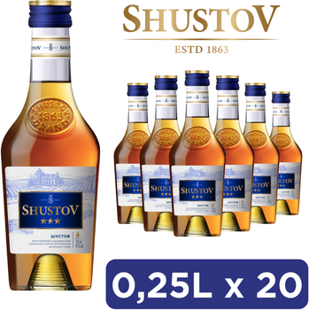 Упаковка спиртного напитка Шустов Золотая коллекция 3* 40% 0.25 л x 20 шт (4820256584651)