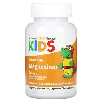 Жувальний магній для дітей Magnesium Citrate California Gold Nutrition 100 мг, 90 таблеток (Вишня)