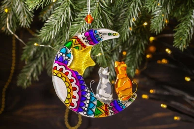 Елочное украшение Bellezza Коты на Луне 15/12 см (F-023KL)