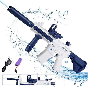 Дитячий електричний акумуляторний водяний автомат із прицілом Water Gun M416 Синій
