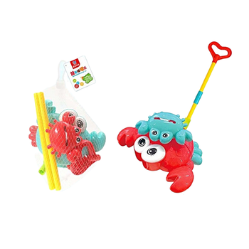 Игрушка Каталка с палочкой "Игривый краб", красный (A0503)