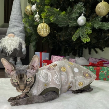 Теплая кофта для котов и кошек новогодняя Style Pets HNY (0022br) M