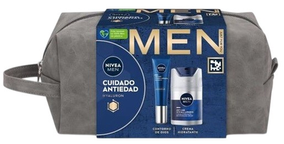 Набір по догляду за обличчям для чоловіків Nivea Men Hylaluron Крем для обличчя 50 мл + Крем для шкіри навколо очей 15 мл + Косметичка (8412300052580)