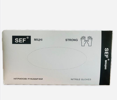 Рукавички нітрилові неопудрені чорні міцні SEF STRONG розмір S M L XL 10 штук