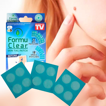 Тілесний пластир від бородавок та прищів Formu Clear Tag Patch 12 + 18 від акне та папилом Стерильні пластирі