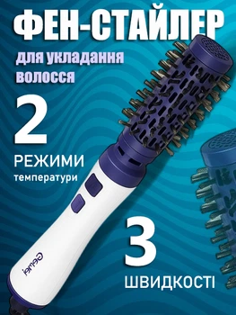 Фен-щітка для укладання волосся з насадками Gemei GM-4826 1000 Вт (4-1292302566)