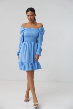 Сукня міні бохо з резинкою по ліфу Wear me *M/L Блакитний (14_24_5338_9887)