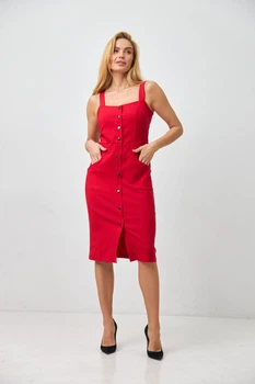 Сарафан з джинс бенгаліна на широких бретелях Wear me L Червоний (16_25_34_11033)