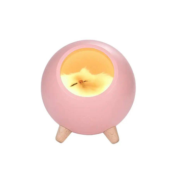 Ночник Спящий кот в домике UFT SCH01 Pink с сенсорной кнопкой