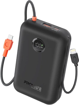 УМБ Promate PowerPod-30 30000 mAh, USB-C/USB-А порт, USB-C/Lightning конектори (powerpod-30.black)