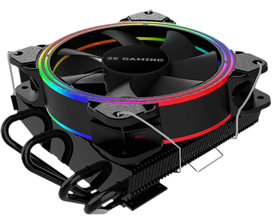 Кулер для процесора 2E Gaming Air Cool AC120T4 ARGB, Black, алюміній, мідні теплові трубки, 1x120 мм ARGB, для Intel 1700/1366/1200/115x, AMD AM5/AM4, до 130 Вт (2E-AC120T4-ARGB)