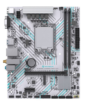 Мат.плата LGA1700, Maxsun B760M GAMING WIFI ICE, B760, 2xDDR4, Int.Video(CPU), 3xSATA3, 1xPCI-E 16x 4.0, 1xPCI-E 1x, 1xM.2 4.0, WiFi 5+BT4.2, RTL8111H, 2xUSB3.2/4xUSB2.0, VGA/HDMI, ARGB sync, MicroATX (MS-B760M GAMING WIFI ICE)