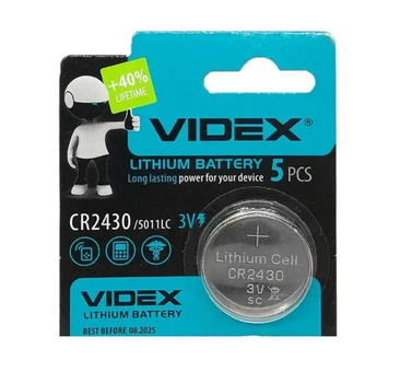 Батарейка Videx CR2430-U5 Lithium 3V дисковая