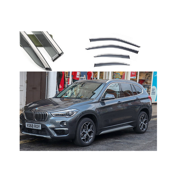 Дефлекторы окон (ветровики) молдинг из нержавеющей стали 3D на BMW X1 (2016-2020) 4 шт. FLY, BBMWX11623-W/S