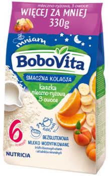 Каша Bobovita молочна рисова апельсин-банан-абрикос з 6 місяців, 330 г