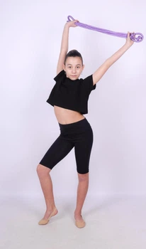 Футболка укороченная для танцев AleMa sport, рост 122 см, черная