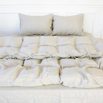 Простынь на резинке MirSon односпальная 70x190+10 см Natural Linen Grey sky Лен (2200007102600)