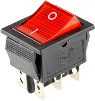 Кнопка Перемикач клавішний 12V (On\Off\On) 6 Червона №140