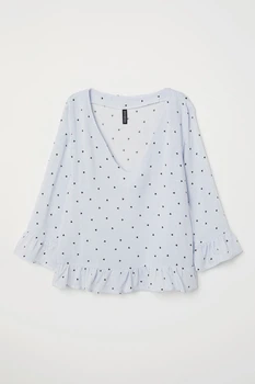 Блуза H&M 38 голубой сердечки 22025841047