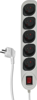 Listwa ochronna z wyłącznikiem DPM 5 gniazd 3 m White-Grey (5906881190791)
