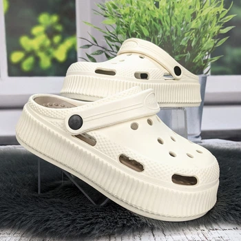 Кроксы женские Progress бежевые с коричневым на платформе 36р (22,5 см) 4458_2