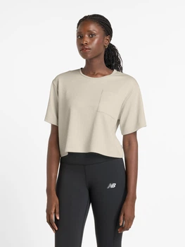 Спортивна футболка для фітнесу жіноча New Balance Novelty Rib WT51522LIT L Бежева (197967350832)