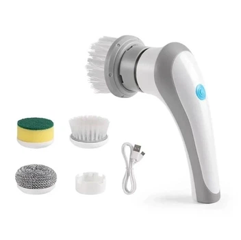 Аккумуляторная щетка для мытья со сменными насадками Electric Cleaning Brush для дома, квартиры, дачи, котеджа