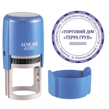 Печать ТОВ на автоматической оснастке IDEAL 400R с колпачком Синий (ТОВ23/400R/BL)