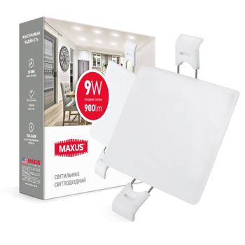 Светильник светодиодный врезной MAXUS SP edge 9W, 4100К (квадрат) 1-MSP-0941-S