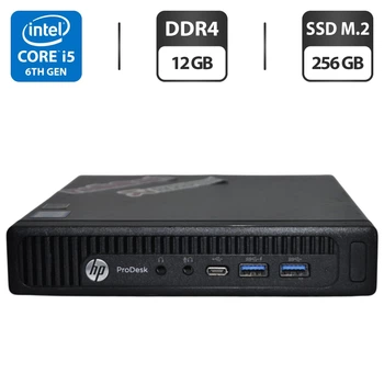 Неттоп HP ProDesk 600 G2 Mini PC USFF / Intel Core i5-6500T (4 ядра по 2.5 - 3.1 GHz) / 12 GB DDR4 / 256 GB SSD M.2 / Intel HD Graphics 530 / Windows 11 Pro б/у