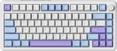 Клавиатура Attack Shark X85 White-Blue-Purple Беcпроводная Игровая Механичиская. 2.4G/Bluetooth/Кабель. Батарея 5000mAh. 75% White Jade Switch
