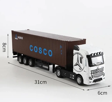 Машинка контейнеровоз Mercedes Actros. Металлическая машинка. Белый