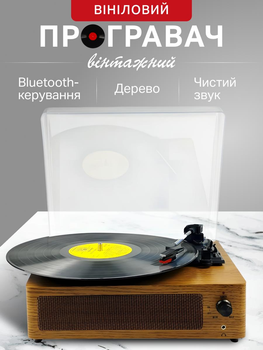 Проигрыватель винила виниловых пластинок граммофон виниловый с 2 стереодинамиками беспроводной 3-х скоростной