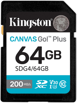 Karta pamięci Kingston SDXC 64GB Canvas Go! Plus G4 Class 10 UHS-I U3 V30 (SDG4/64GB)