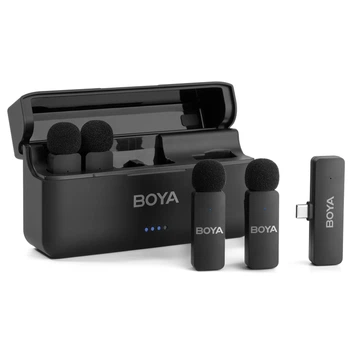 Петличный микрофон (4 штуки) BOYA BY-V4U (USB Type-C для iPhone и Android) c зарядным кейсом, беспроводной (50010)