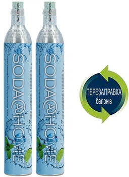 Заправка-обмін 2 балонів CO2 (425г) SODA@HOME для апаратів газування води, сифонів та содамейкерів СО2