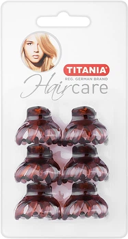 Крабики для волос пластмассовые, маленькие, 6 шт., 3 см, коричневые - Titania 6шт (232055-27058531)