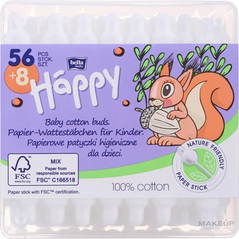 Ватні палички з обмежувачем - Bella Baby Happy 64шт (385869-27055335)