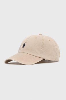 Кепка бейсболка Polo Ralph Lauren One Size бежева з чорним конем