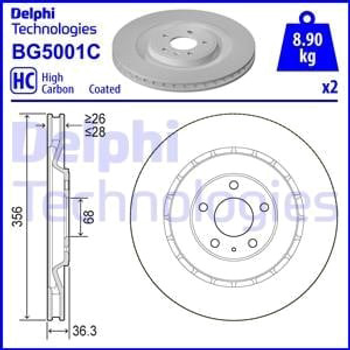 Тормозной диск Delphi (BG5001C)