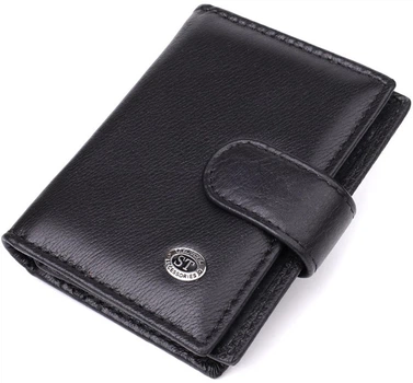Чоловічий шкіряний гаманець ST Leather чорний вертикальний компактний wallet для карт і документів 51549