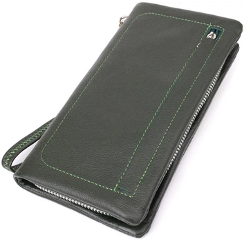 Женский кошелек-клатч ST Leather из натуральной кожи с отделением для телефона зеленый 55669