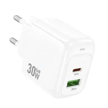 Мережевий зарядний пристрій Hoco CS55A 30W / 3A USB+Type-C із швидкою зарядкою White