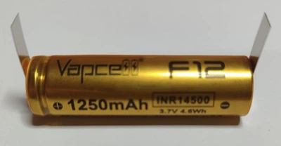 Аккумулятор Vapcell 14500 F12 1250 мАч разрядный ток 3А AA размер с выводами