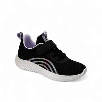 Дитячі текстильні кросівки для дівчаток Apawwa (Z2416Р black-fuchsia), Чорний 27