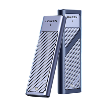 Зовнішня кишеня для SSD M.2 Ugreen Dual Protocol NVMe SATA USB 3.2 Gen 2 10Gbps Алюмінієвий корпус Підтримка UASP TRIM SMART Силіконовий чохол Темно-сірий