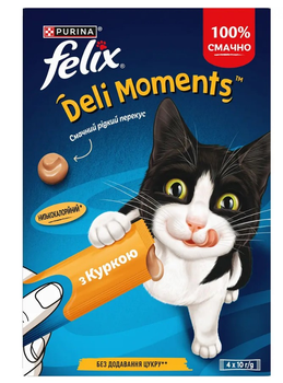 Влажное лакомство Felix DeliMoments для взрослых кошек, снеки с курицей, 4 шт х 10 г